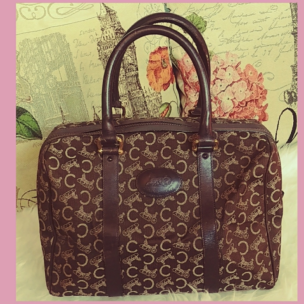 💓Authentic 🌺Vintage CELINE C Macadam canvas 💓💚